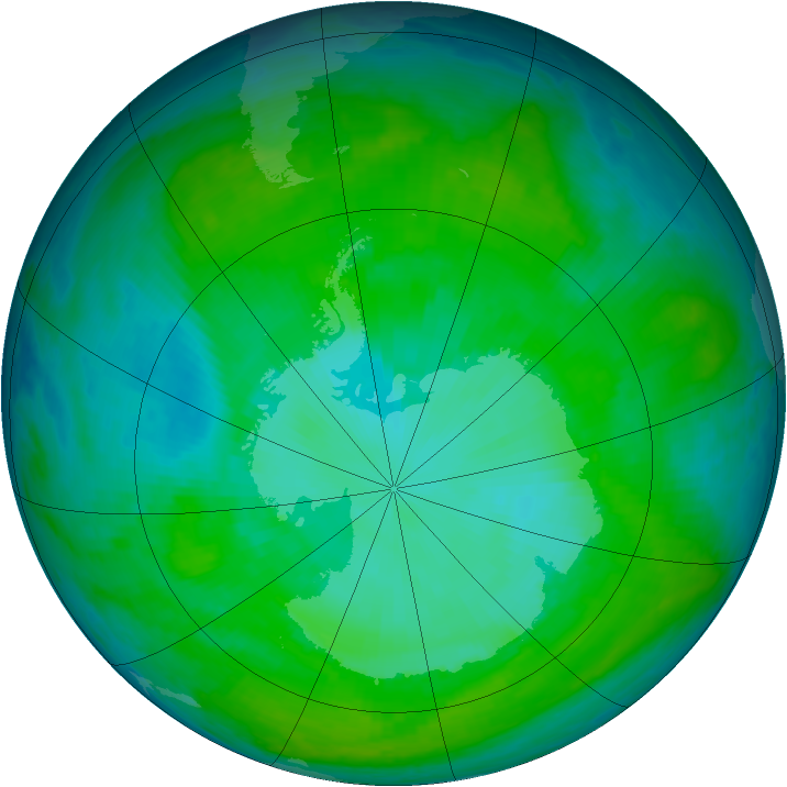 Antarctic ozone map for 24 December 2000